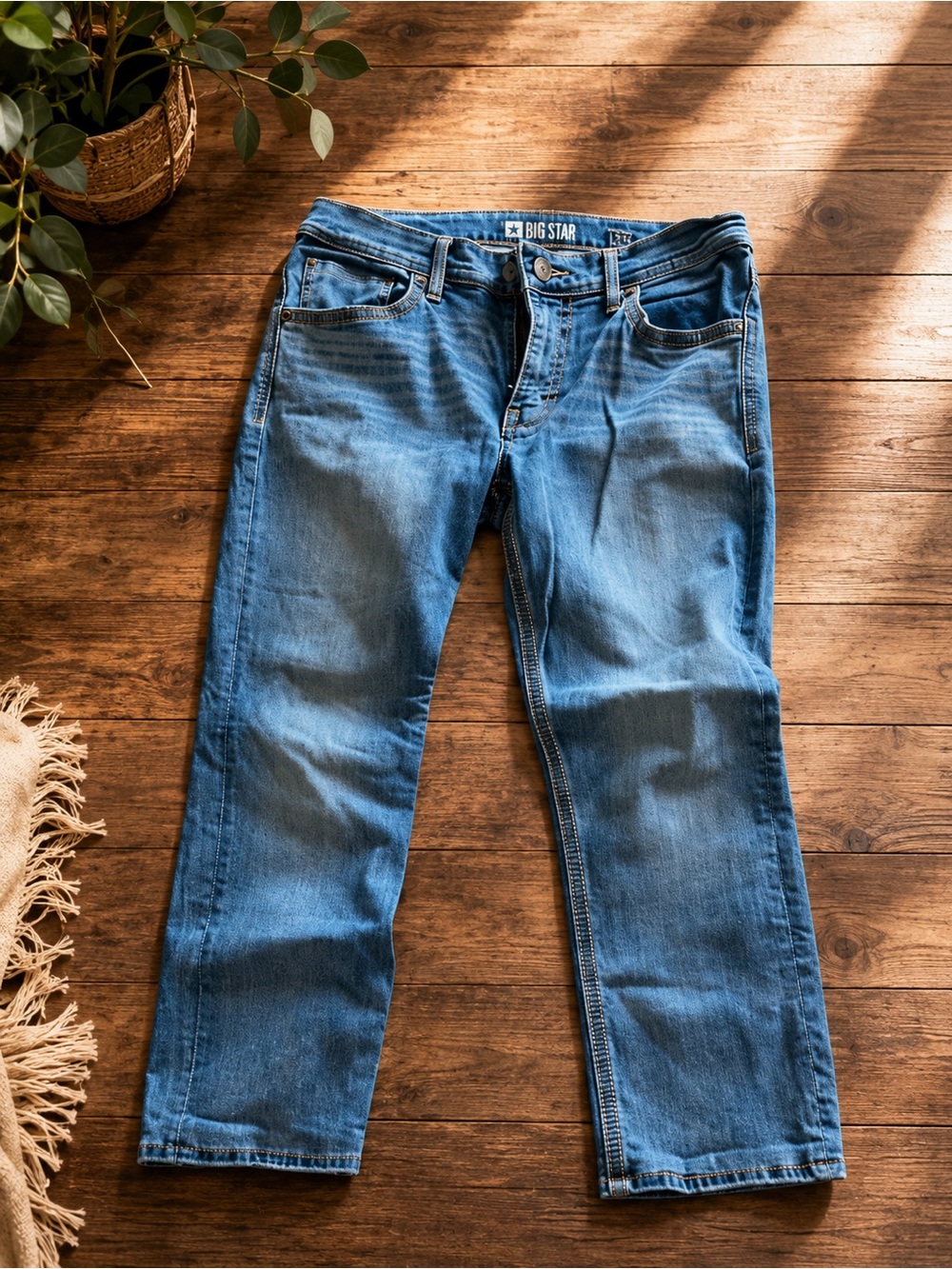 BKE Jake Straight Leg Jeans - 34S - Light Wash 307